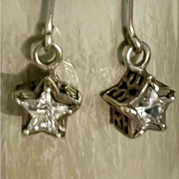 Silpada Vintage Rare .925 Sterling Silver CZ 🌟⭐️ Star ⭐️🌟 Earrings - Picture 5 of 6